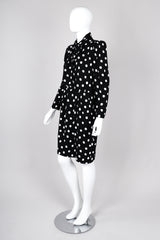 Recess Los Angeles Vintage Saint Laurent Black White Polka Dotted Long Sleeve Dress
