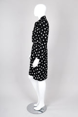 Recess Los Angeles Vintage Saint Laurent Black White Polka Dotted Long Sleeve Dress