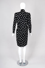Recess Los Angeles Vintage Saint Laurent Black White Polka Dotted Long Sleeve Dress