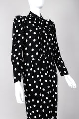Recess Los Angeles Vintage Saint Laurent Black White Polka Dotted Long Sleeve Dress