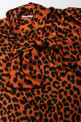 Recess Los Angeles Vintage Yves Saint Laurent Silk Animal Leopard Blouson Sleeves Button Cuff Long Neck Tie