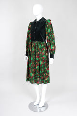 Recess Los Angeles Vintage YSL Yves Saint Laurent Russian Collection Velvet Bodice Camo Print Peter Pan Collar Folk Dress