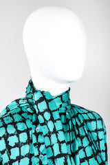 Recess Los Angeles Vintage Yves Saint Laurent YSL Graphic Silk Bow Blouse & Tie Scarf