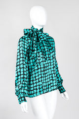 Recess Los Angeles Vintage Yves Saint Laurent YSL Graphic Silk Bow Blouse & Tie Scarf