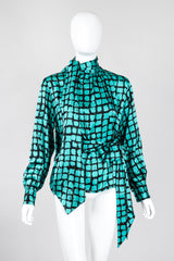 Recess Los Angeles Vintage Yves Saint Laurent YSL Graphic Silk Bow Blouse & Tie Scarf