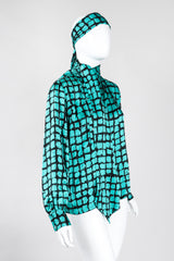 Recess Los Angeles Vintage Yves Saint Laurent YSL Graphic Silk Bow Blouse & Tie Scarf