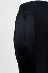 Vintage YSL Saint Laurent Black Clean Waist Tuxedo Trousers on Mannequin pockets, at Recess