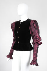 Recess Los Angeles Vintage YSL Yves Saint Laurent Rive Gauche Leg Of Mutton Gigot Sleeve Gibson Girl Velvet Bodice Top