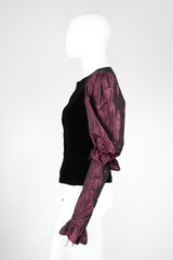 Recess Los Angeles Vintage YSL Yves Saint Laurent Rive Gauche Leg Of Mutton Gigot Sleeve Gibson Girl Velvet Bodice Top