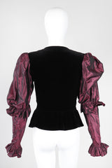 Recess Los Angeles Vintage YSL Yves Saint Laurent Rive Gauche Leg Of Mutton Gigot Sleeve Gibson Girl Velvet Bodice Top
