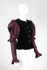 Recess Los Angeles Vintage YSL Yves Saint Laurent Rive Gauche Leg Of Mutton Gigot Sleeve Gibson Girl Velvet Bodice Top