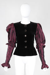 Recess Los Angeles Vintage YSL Yves Saint Laurent Rive Gauche Leg Of Mutton Gigot Sleeve Gibson Girl Velvet Bodice Top