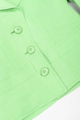 Recess Los Angeles Vintage YSL Yves Saint Laurent Spring Green Mid Puff Sleeve Linen Flax Jacket