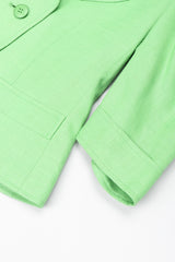 Recess Los Angeles Vintage YSL Yves Saint Laurent Spring Green Mid Puff Sleeve Linen Flax Jacket