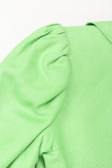 Recess Los Angeles Vintage YSL Yves Saint Laurent Spring Green Mid Puff Sleeve Linen Flax Jacket