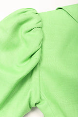 Recess Los Angeles Vintage YSL Yves Saint Laurent Spring Green Mid Puff Sleeve Linen Flax Jacket