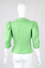 Recess Los Angeles Vintage YSL Yves Saint Laurent Spring Green Mid Puff Sleeve Linen Flax Jacket