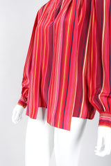 Recess Los Angeles Vintage YSL Yves Saint Laurent Pink Striped Silk Bow Blouse