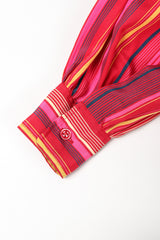 Recess Los Angeles Vintage YSL Yves Saint Laurent Pink Striped Silk Bow Blouse