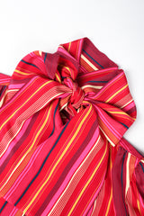 Recess Los Angeles Vintage YSL Yves Saint Laurent Pink Striped Silk Bow Blouse