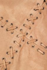 Recess Designer Consignment Vintage Yves Saint Laurent YSL Suede Laced Minidress Tunic Los Angeles Resale