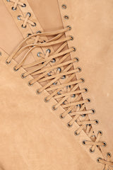 Recess Designer Consignment Vintage Yves Saint Laurent YSL Suede Laced Minidress Tunic Los Angeles Resale