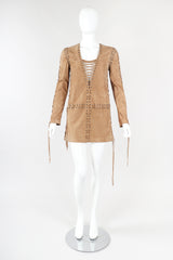 Recess Designer Consignment Vintage Yves Saint Laurent YSL Suede Laced Minidress Tunic Los Angeles Resale