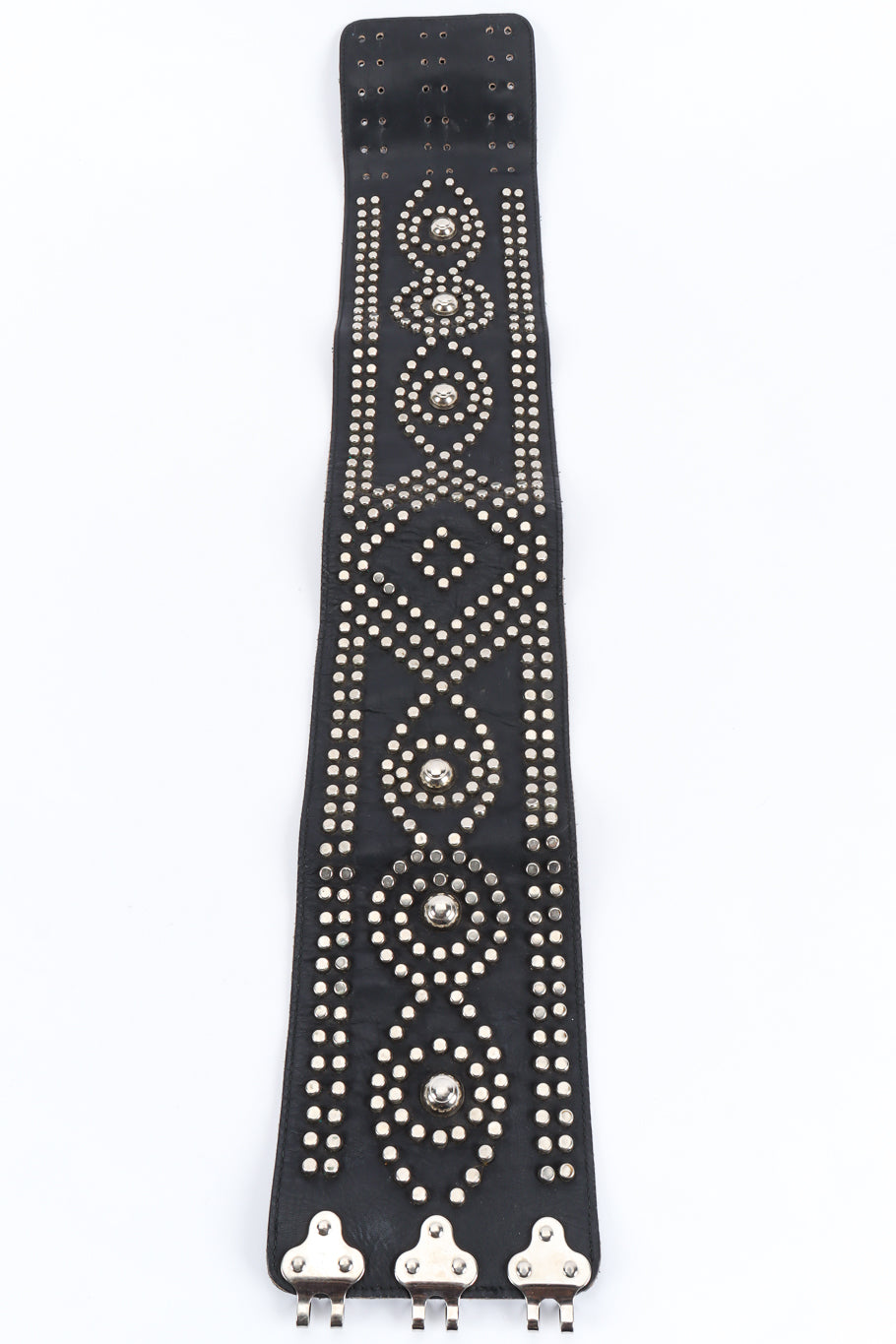 Vintage Saks Fifth Avenue Studded Leather Waist Belt front @ Recess LA