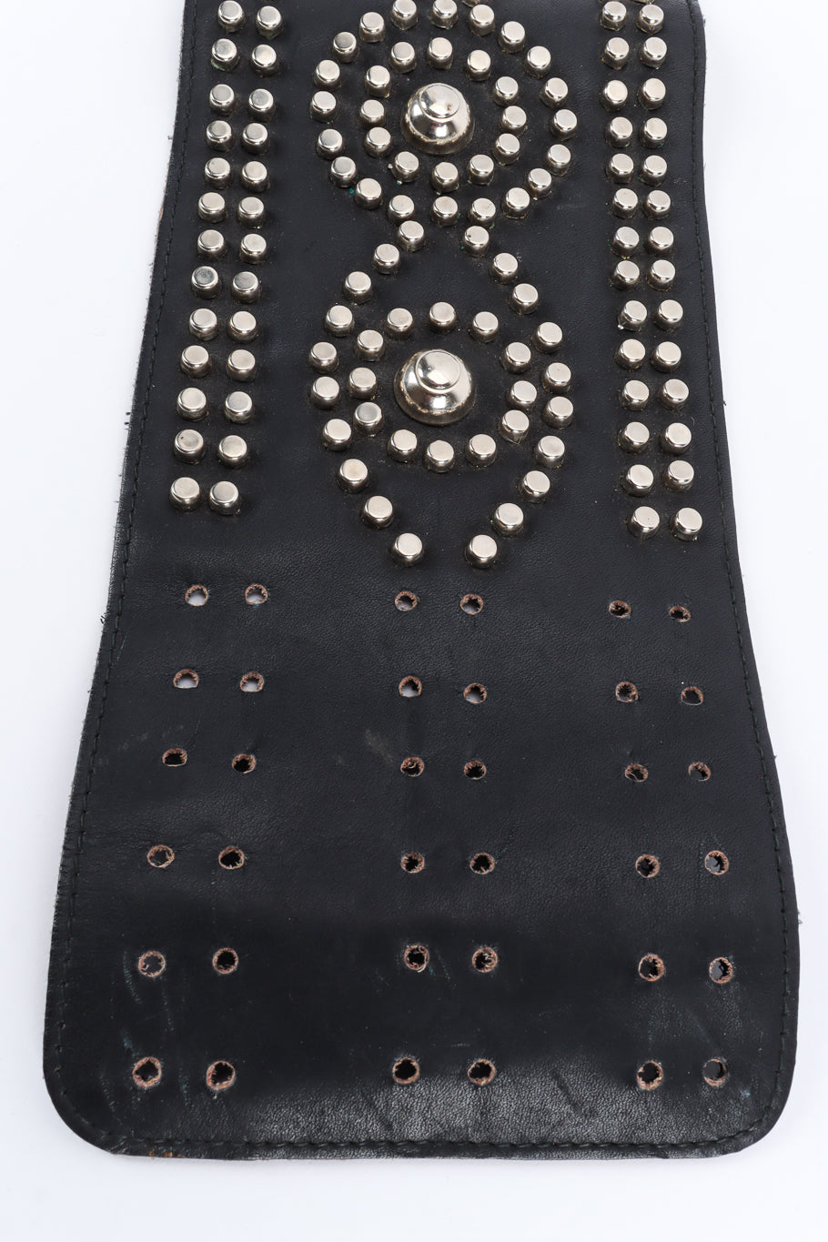 Vintage Saks Fifth Avenue Studded Leather Waist Belt pinholes @ Recess LA