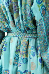 Recess Los Angeles Vintage Saks Fifth Ave Indian Block Print Silk Palm Springs Caftan