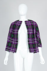 Recess Vintage Oleg Cassini Sequin Plaid Boxy Jacket on Mannequin