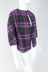 Recess Vintage Oleg Cassini Sequin Plaid Boxy Jacket on Mannequin, closed