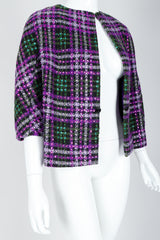 Recess Vintage Oleg Cassini Sequin Plaid Boxy Jacket on Mannequin, top closed