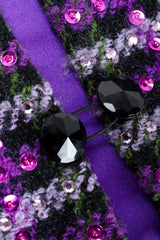 Recess Vintage Oleg Cassini Sequin Plaid Boxy Jacket, button detail