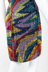 Recess Los Angeles Vintage Saks Fifth Ave Electric Rainbow Sand Art Beaded Cocktail Dress