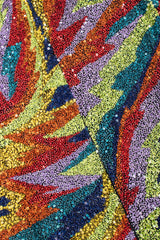 Recess Los Angeles Vintage Saks Fifth Ave Electric Rainbow Beaded Cocktail Dress