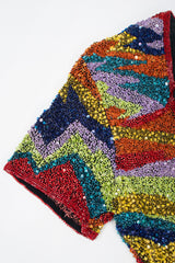 Recess Los Angeles Vintage Saks Fifth Ave Electric Rainbow Beaded Cocktail Dress