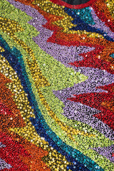 Recess Los Angeles Vintage Saks Fifth Ave Electric Rainbow Ziggy Stardust Sand Art Beaded Cocktail Dress