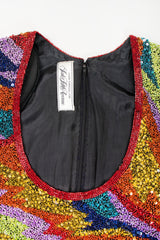 Recess Los Angeles Vintage Saks Fifth Ave Electric Rainbow Beaded Cocktail Dress