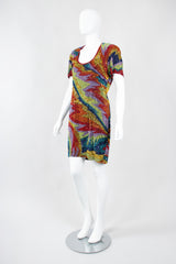 Recess Los Angeles Vintage Saks Fifth Ave Electric Rainbow Ziggy Stardust Sand Art Beaded Cocktail Dress