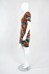 Recess Los Angeles Vintage Saks Fifth Ave Electric Rainbow Ziggy Stardust Sand Art Beaded Cocktail Dress