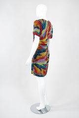 Recess Los Angeles Vintage Saks Fifth Ave Electric Rainbow Ziggy Stardust Sand Art Beaded Cocktail Dress