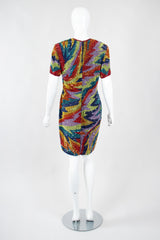 Recess Los Angeles Vintage Saks Fifth Ave Electric Rainbow Ziggy Stardust Sand Art Beaded Cocktail Dress