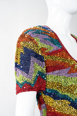Recess Los Angeles Vintage Saks Fifth Ave Electric Rainbow Ziggy Stardust Sand Art Beaded Cocktail Dress