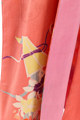 Japanese spring bouquet kimono fabric and lining close @recessla