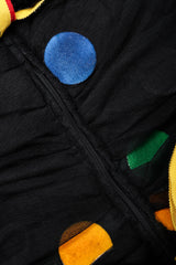 Recess Los Angeles Vintage Scaasi Boutique Polka Dot Bows Strapless Black Dress Velvet Multicolored Dots Trumpet Silhouette