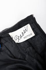 Recess Los Angeles Vintage Scaasi Boutique Polka Dot Bows Strapless Black Dress Velvet Multicolored Dots Trumpet Silhouette