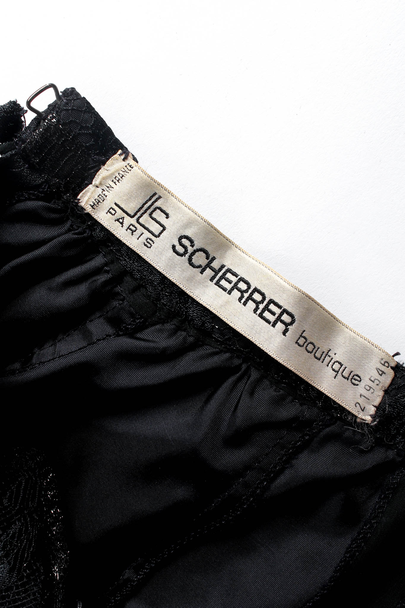 Vintage Jean Louis Scherrer Floral Lace Top & Skirt Set skirt tag @ Recess Los Angeles