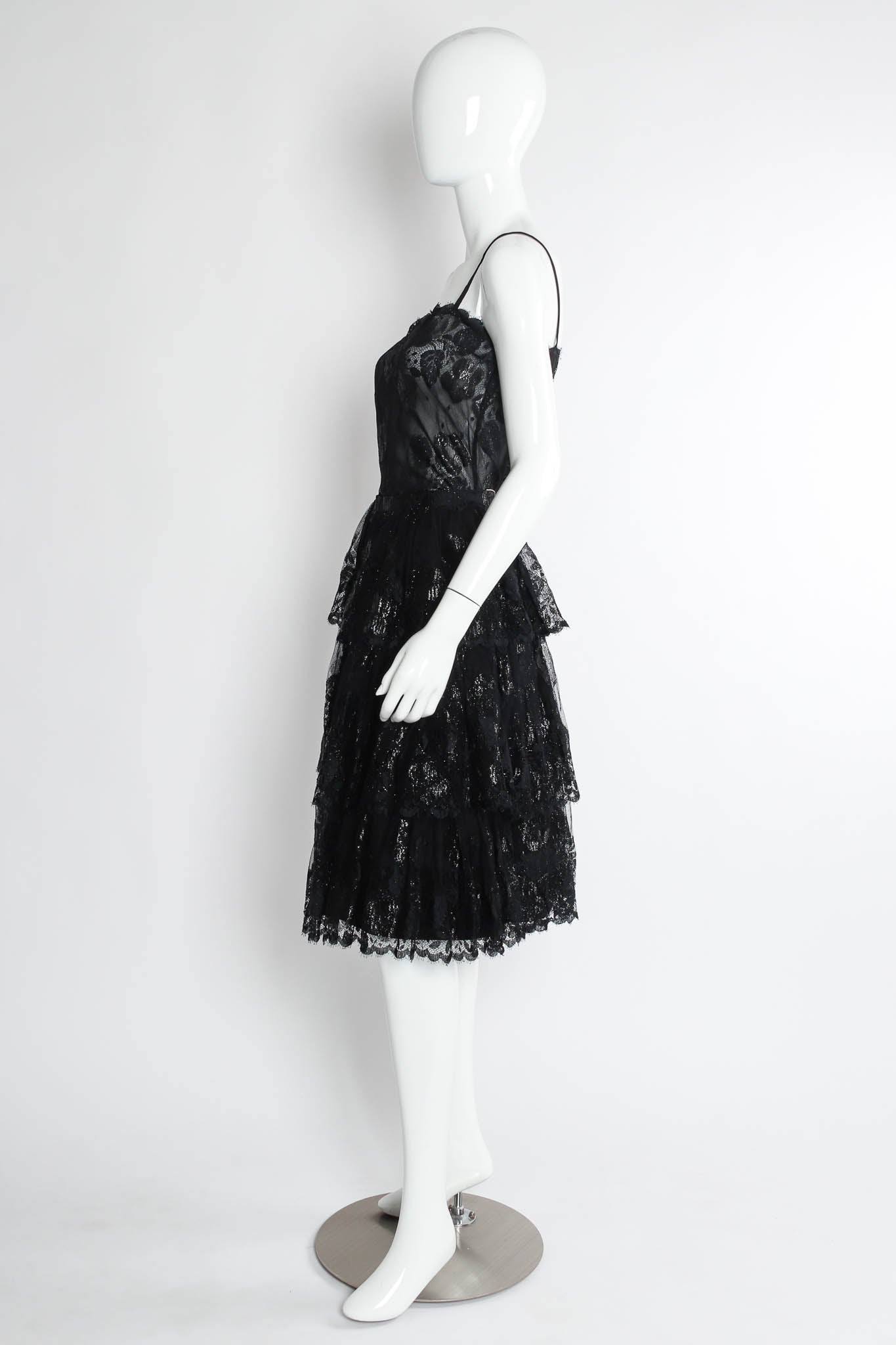 Vintage Jean Louis Scherrer Floral Lace Top & Skirt Set mannequin side @ Recess Los Angeles