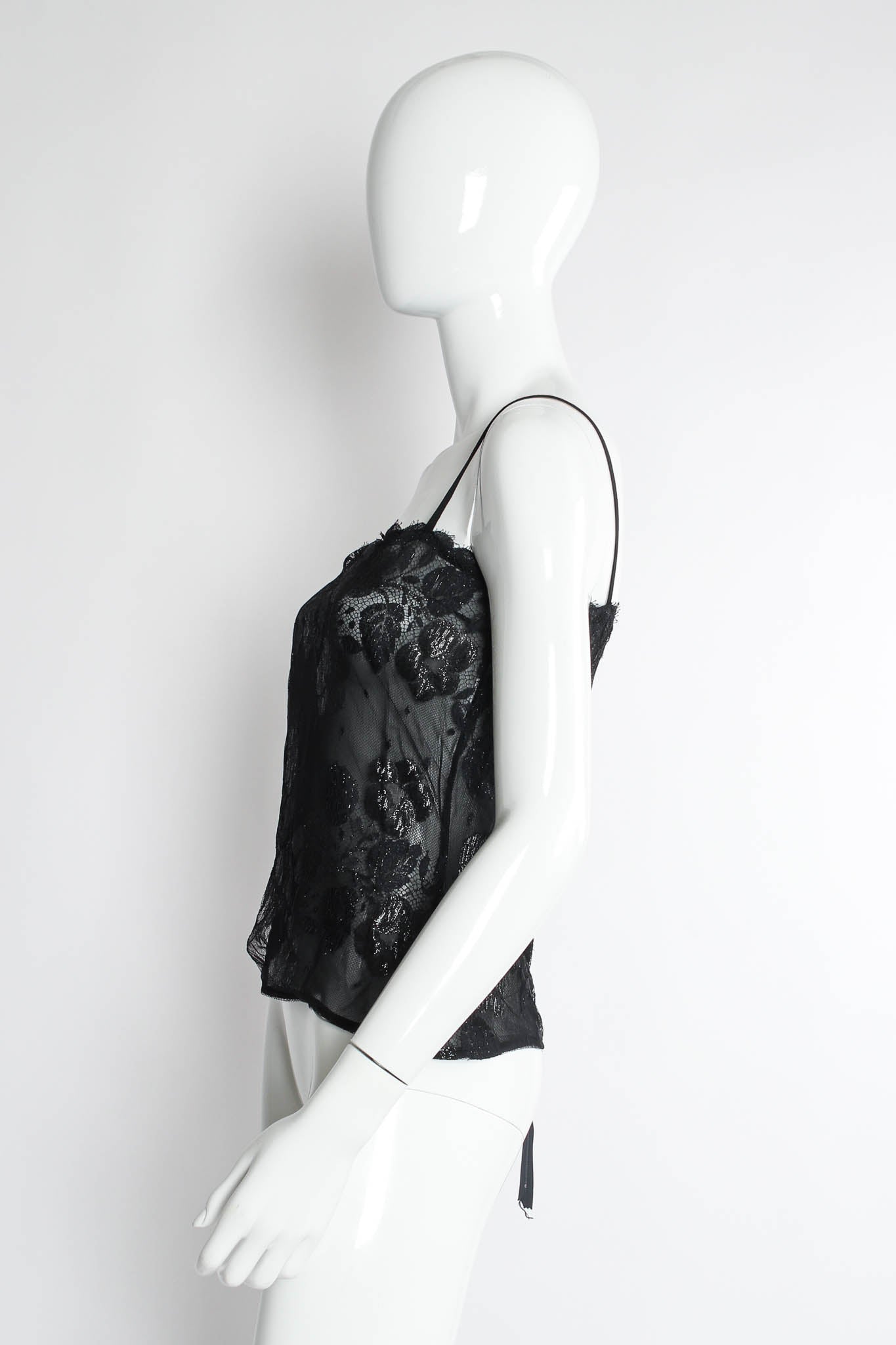 Vintage Jean Louis Scherrer Floral Lace Top & Skirt Set mannequin top side @ Recess Los Angeles